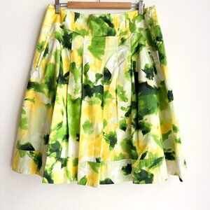 Jones New York Green Yellow Watercolor Full A line Skirt 12P